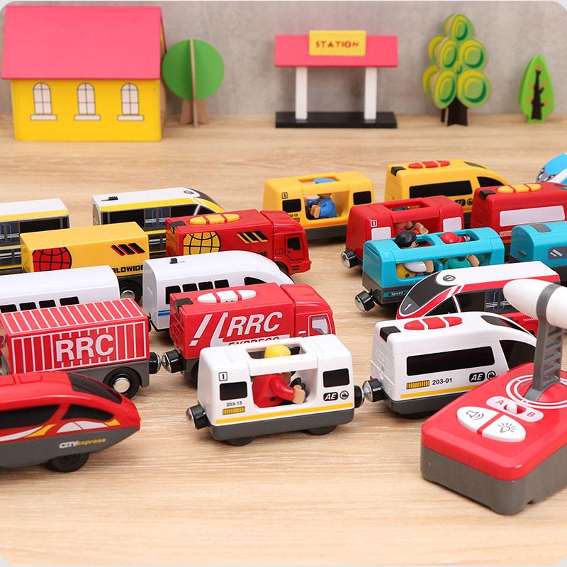 RC Electric Train Set Locomotive Magnetic Train Diecast Slot Toy Fit for Brand Wooden Train Railway Track Toys for Kids Gifts