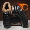 Winter Fur Lined Snow Boots for Men Thick Warm Slip-On Waterproof Fleece Inside Boots High-Top Sneakers for Male Outdoor Lace-Up Ankle Booties