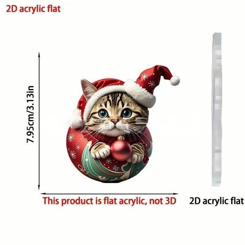 

Подвеска для автомобиля, украшение для рождественской елки с акриловым мультяшным дизайном кота, для праздничного подарка белый