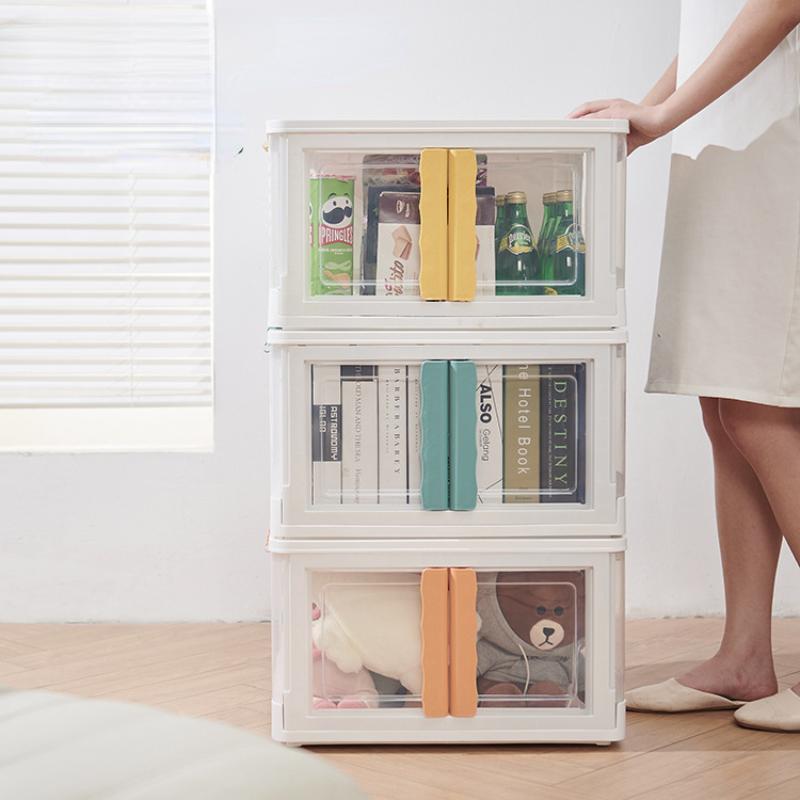 Foldable Plastic Storage Box with Lid for Home Closet Organization and Toy Storage