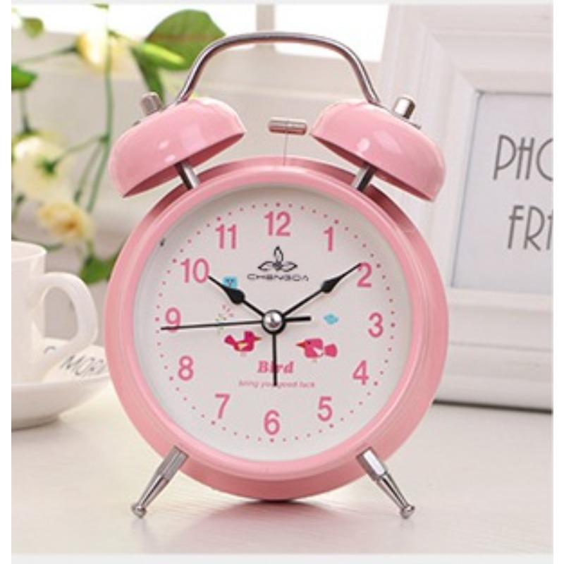 

New Korean Version of Metal Alarm Clock Double Bell Candy Color Children s Bedside Alarm Clock