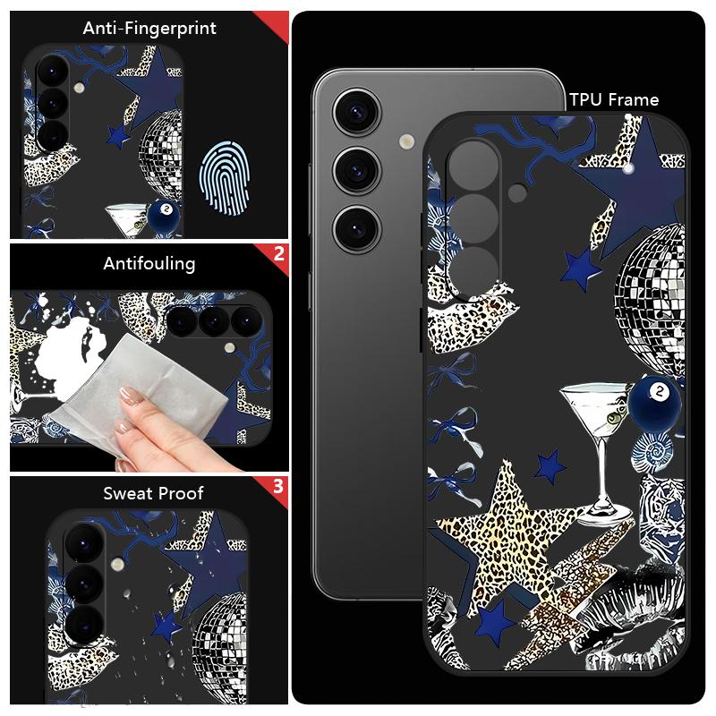 Leopard Star Patterned Phone Case For Samsung Galaxy A17 A56 A36 A55 A26 A16 A15 5G A25 A54 A14 A06 A34 Soft TPU Lanyard Cover