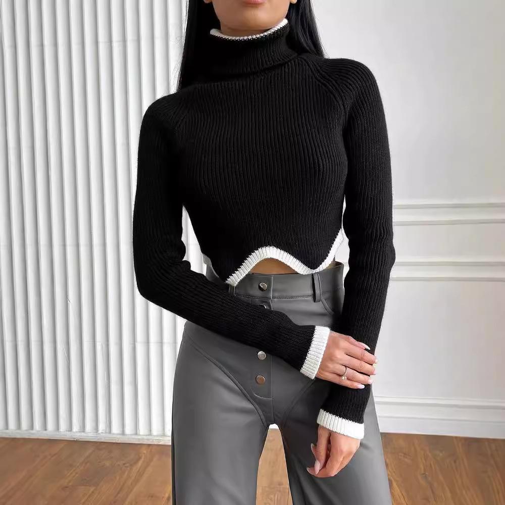 2024 Women's Hot-Selling High-Neck Irregular Hem Slim-Fit Sweater