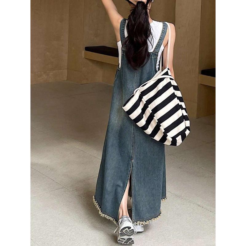 Tall Slim Denim Overall Dress - Enhances Height and Slimming Effect