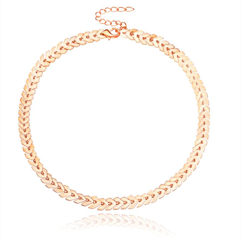 Stylish and Personalized Women's Versatile Short Collarbone Chain, Simple Aircraft Chain, Fishbone Chain Necklace