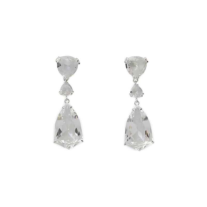 Swarovski Geometric Cut Mesmera Rhodium Plated Earrings Women s Silver 5652038 серебряный