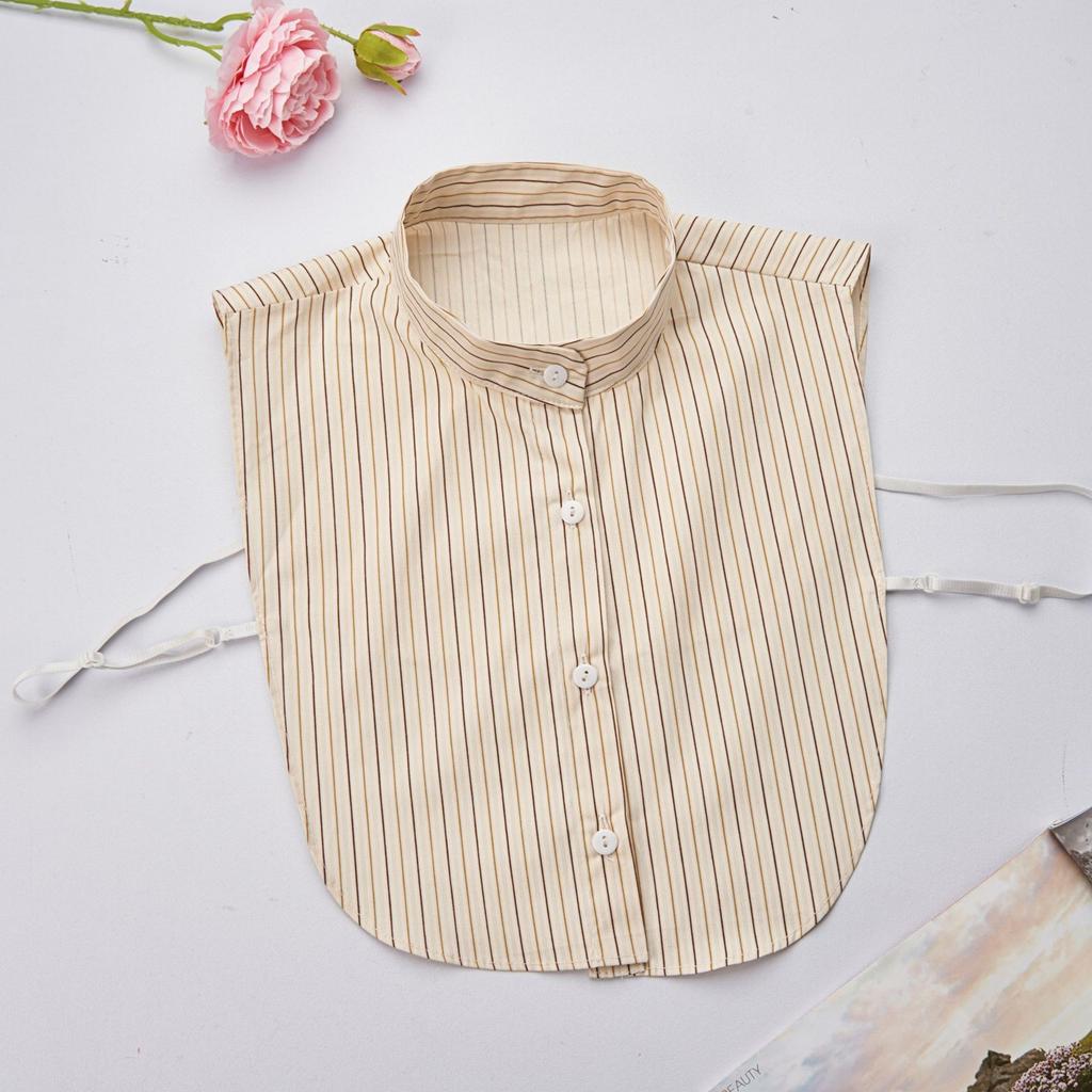 Women's Detachable False Collar Insert Elegant Striped Lapel Faux Half Shirt Blouse Collar Top for Sweater and Dresses