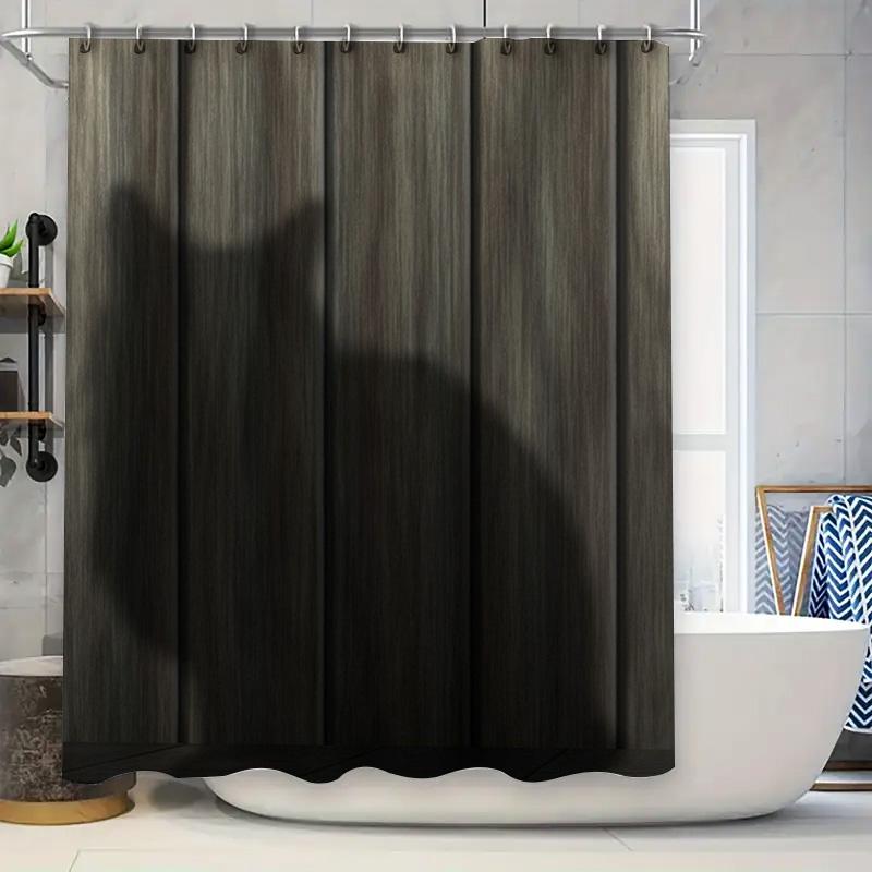 

Black White Dog Print Shower Curtain With Text For Bathroom Decor Easy Installation, 3D Printing Waterproof Fabric W60H190(CM)-1 Pcs