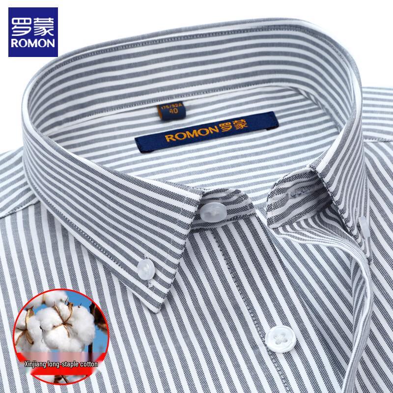 ROMON Men's Long Sleeve Business Casual Cotton Shirt