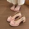 Fashion New Fairy Style Bows,fashion,high-heeled Sandals French Style Platform Shoes for Women in The Summer of 2025,paired with Skirts
