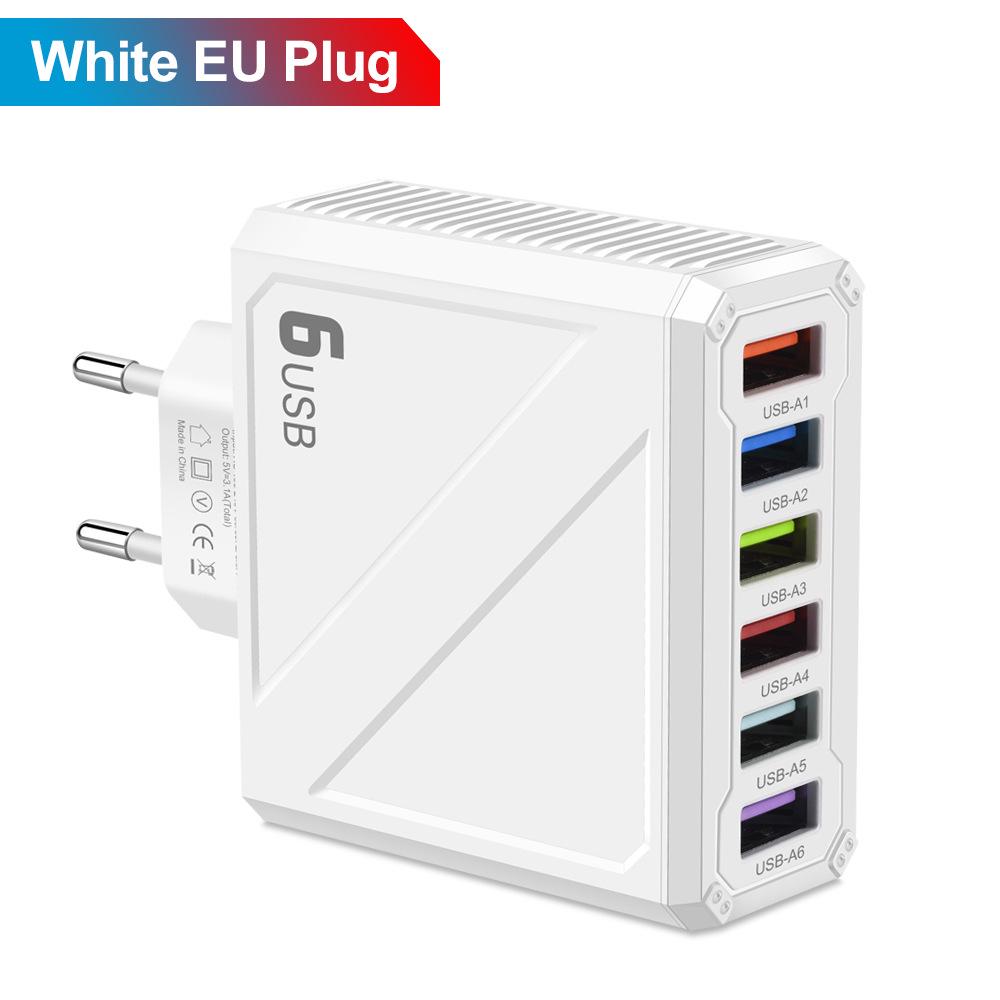 

3.1A Multi-Plug 6-Port USB Charger with EU, US, UK, KR Adapters