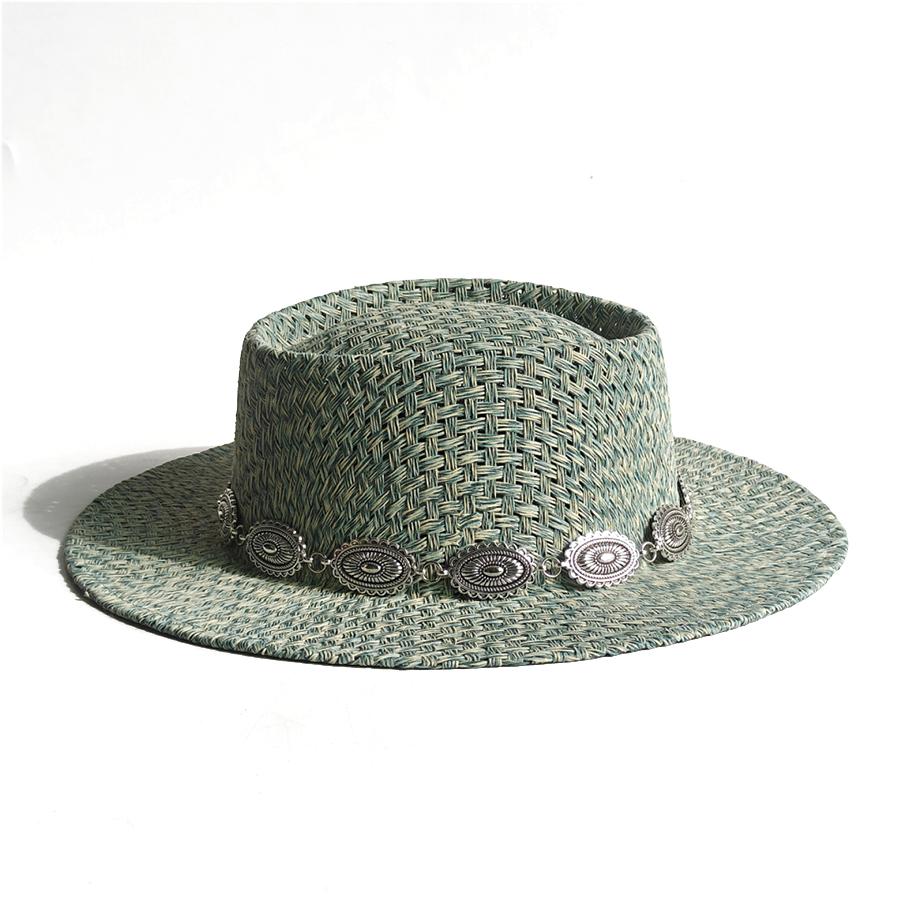New Straw Boater Summer Sun Hat Wide Brim Fedora Panama Summer Beach Hat for Women Men Sun Hat Vacation Holiday Chapeau Femme