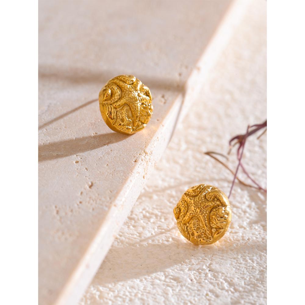 Eetit Ozean-Stil Seestern Runde Ohrstecker für Damen Sommer Edelstahl Golden Alltagsschmuck Wasserdicht