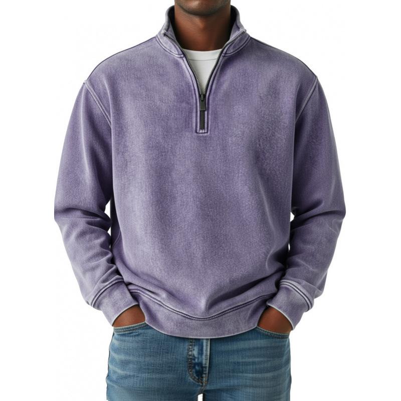 2025 European Style Men's 3D Print High Collar Half-Zip Hoodie for Spring/Autumn
