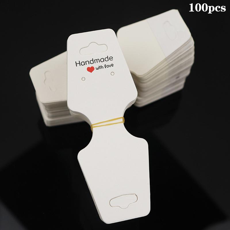 100Pcs/Lot Necklace Card Pendant Diy Handmade Folding For Hair Clip Bracelet Jewelry Display Self-Adhesive Paper Hang Tags Card