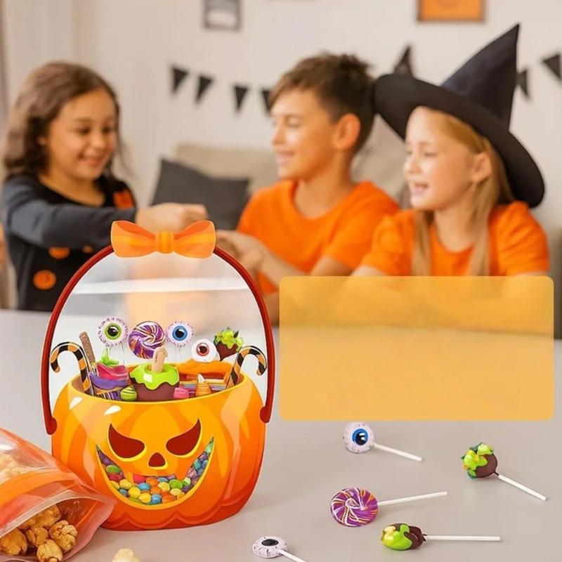 Reusable Clear Plastic Halloween Gift Pouches Halloween Containers for Candy Storage and Holiday Celebration