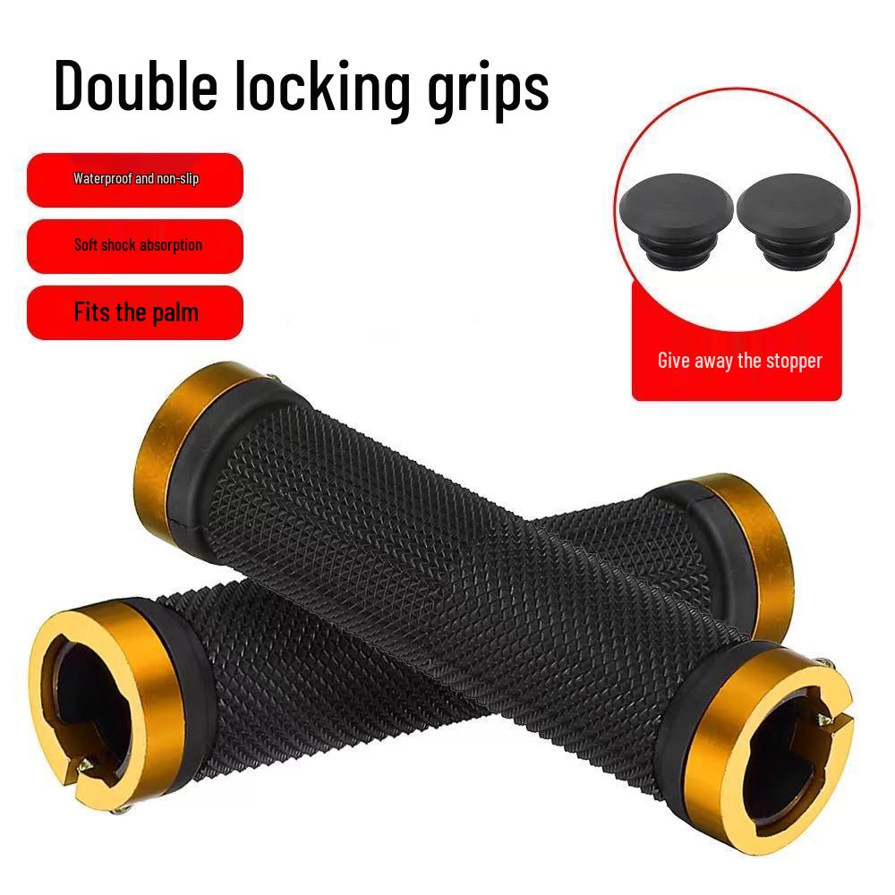 Mountain Bike Anti-Slip Aluminum Alloy Double-Sided Lock-On Rubber Handlebar Grips