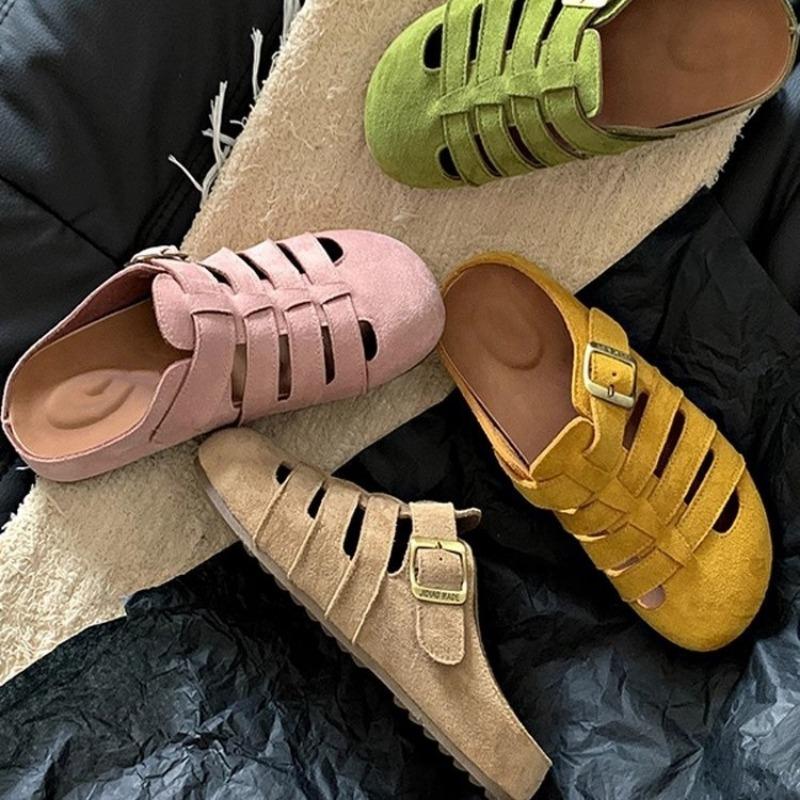 Women S Retro Hollow Slip On Half Slippers Casual Outdoor Shoes