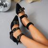 Spitzschuh Einriemer High Heels Damen Sommer Dicke Absätze Eckige Schnalle High Heel Sandalen