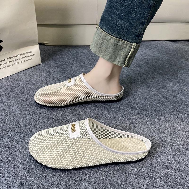 Mesh Breathable Bag Head Half Slippers Women's Summer Wear 2025 New Hollow Mesh Hole Shoes One Foot Cool Slippers