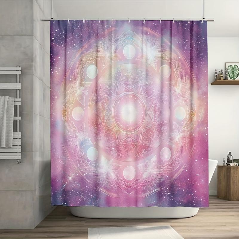 

1Pc Cosmic Mandala Curtain, Glowing Stars & Moons, Soft Pastels, 71X71 Inch, Quality Polyester, Easy-Clean Bath Decor W60H190(CM)-1 Pcs