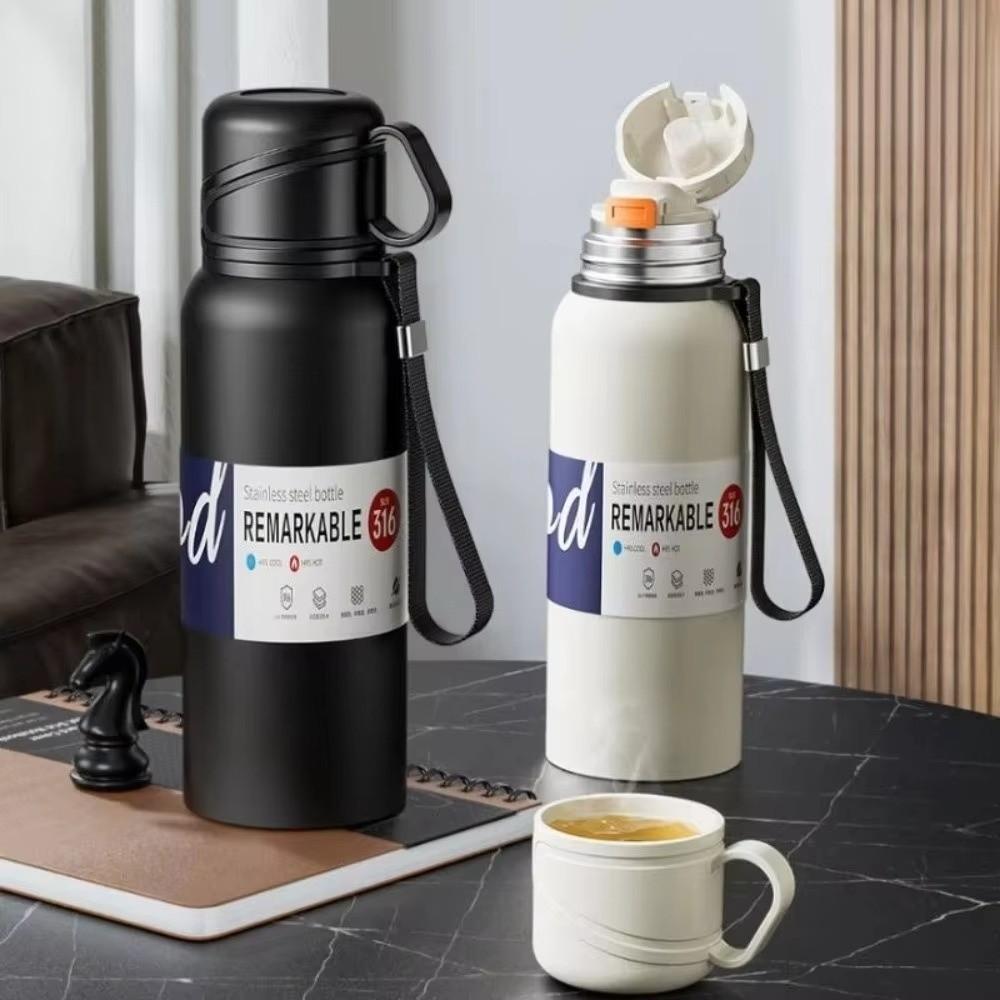 316 Stainless Steel Double-Cover Thermos Cup Large Capacity Insulated Cup  Men Women