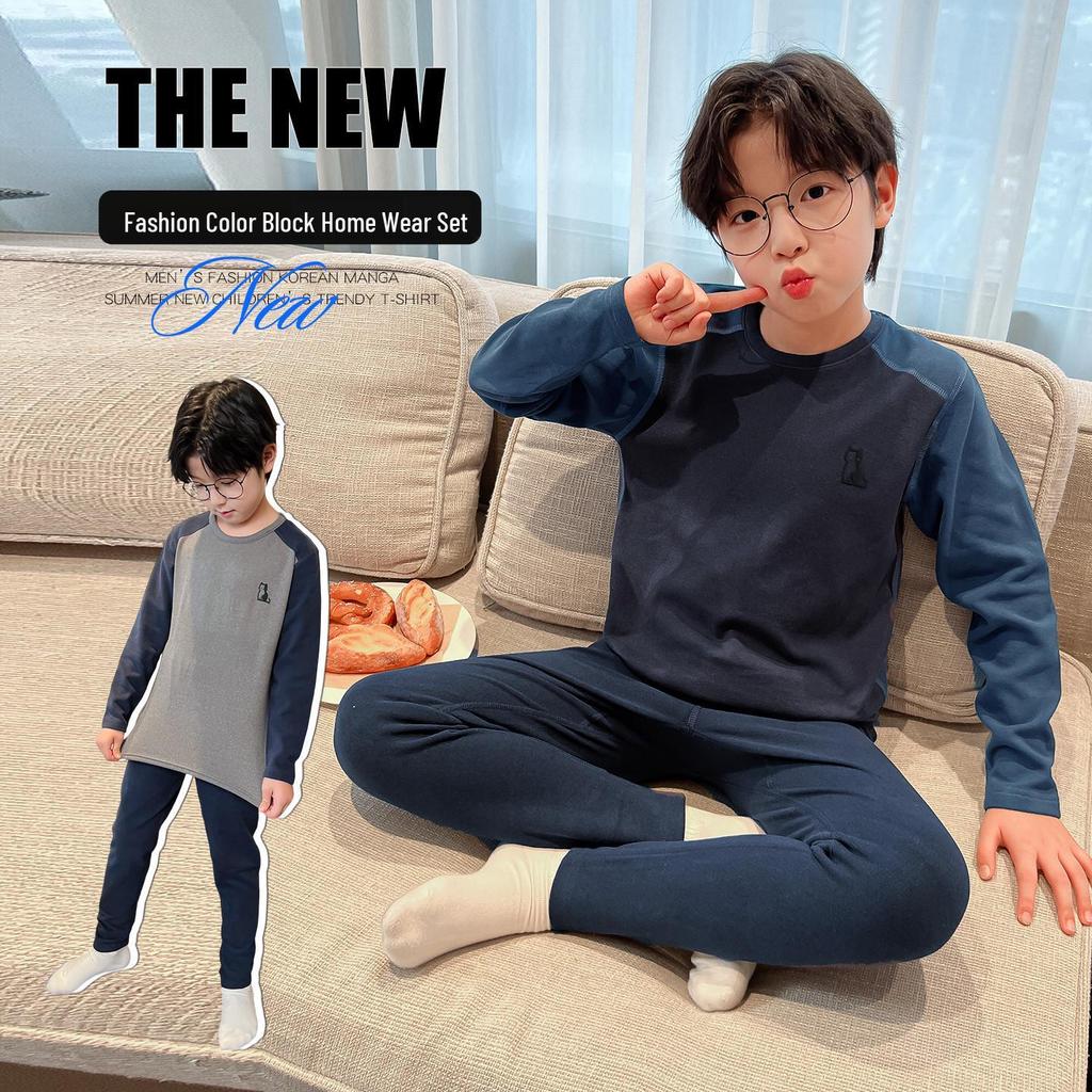 Jungen 2025 Deutscher Samt Pyjama Set – Warme Winter-/Herbst-PJs für große Kinder