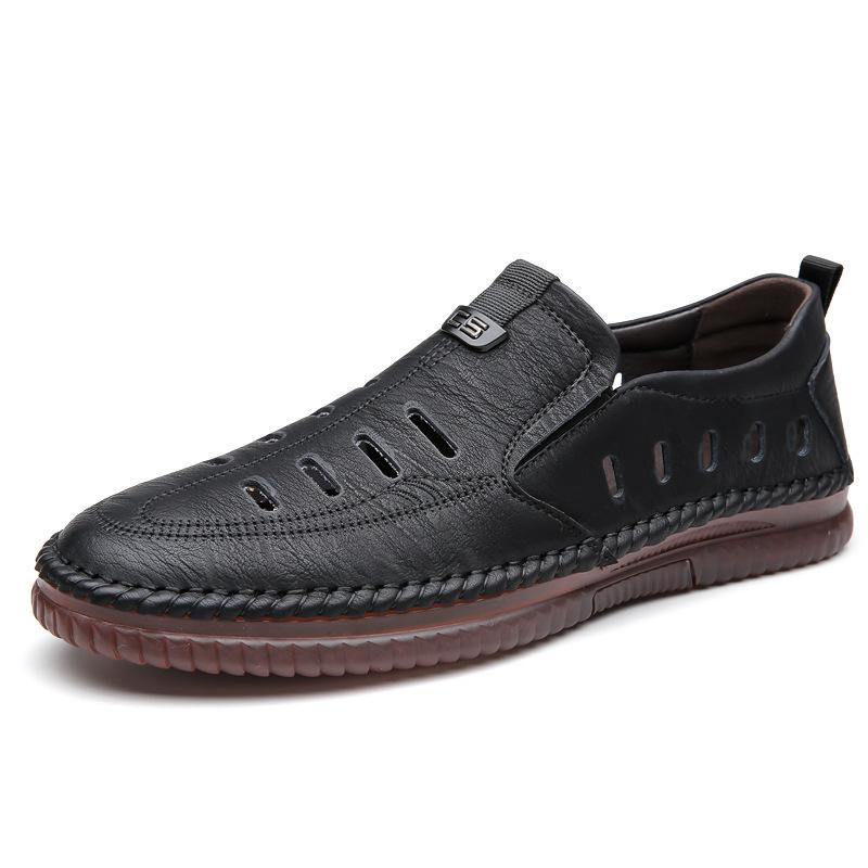 Fashion New Summer Man Hollow Casual Loafers Wear-resistant Non-slip Breathable Male Leather Shoes Spring Autumn Fashion Men's Shoes