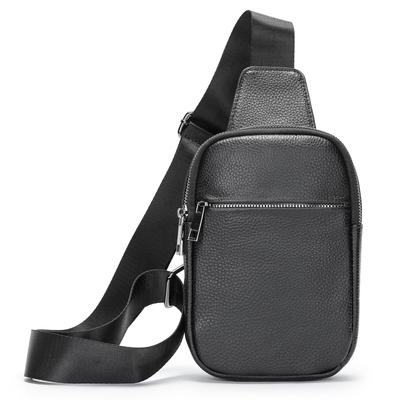 Head Layer Cowhide Men's Single Shoulder Crossbody Bag, Versatile for Men's Casual Sports Shoulder Bag, Business Men's High-end Leather Chest Bag
