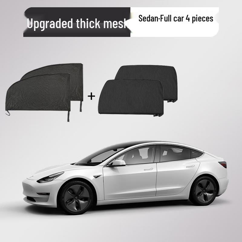 JINGRUIXIANG Car Window Mosquito Screen & Sunshade (4-Piece Set)