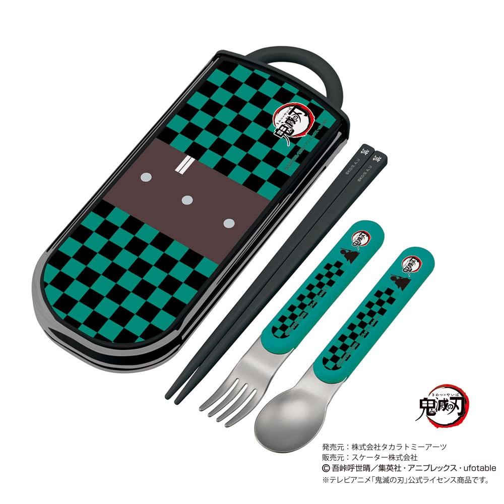 Skater Antibakteriální posuvná sada Trio Lunch box Hůlky Lžíce Vidlička Demon Slayer Kamado Tanjiro Chlapci Vyrobeno v Japonsku Dětské TACC2AG-A