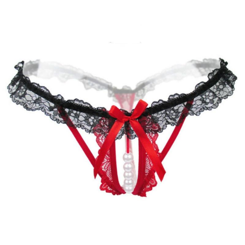 Lady Pierced Sexy Panties Temptation Lace Translucent T Underwear