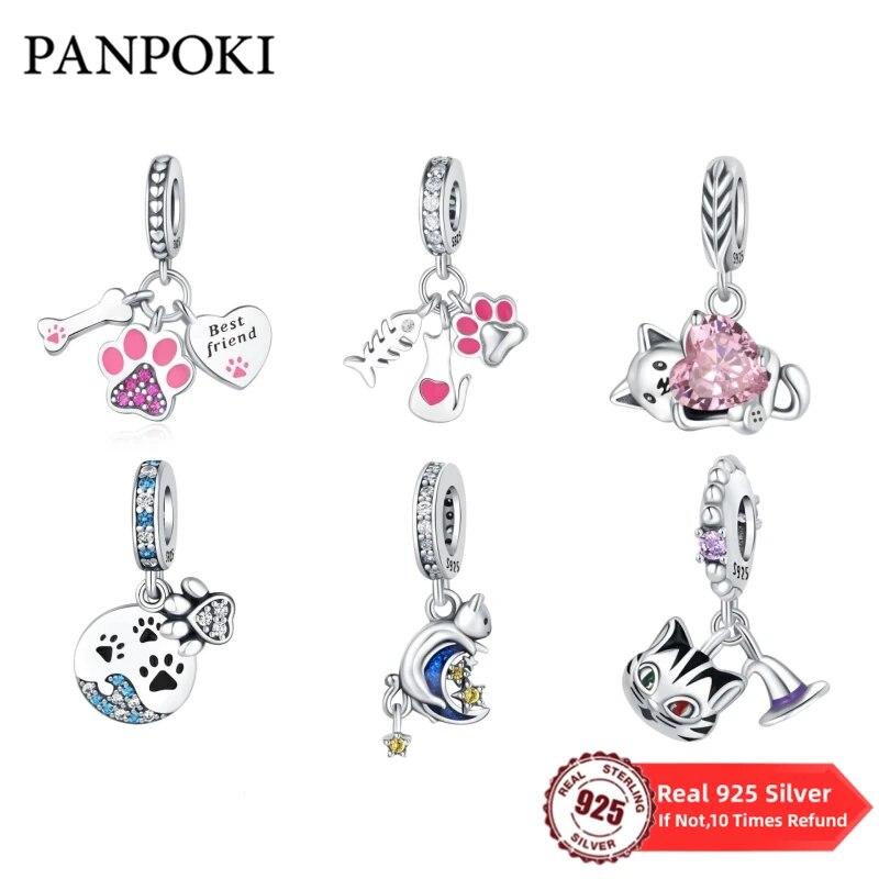Copper Metal Cat Claw Fish Bone Footprints Charm Bead Component Compatible With High Quality Fine Bracelet High Quality Fine Jewelry Bead Components