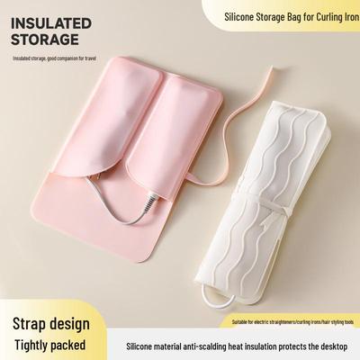 Portable Silicone Heat Pad & Hairdressing Tools Set: Curling Iron, Straightener, Perm Rod, and Storage Bag