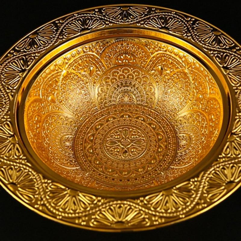 Premium Arabic Style Metal Fruit Tray Durable Alloy Construction Decorative Middle Eastern Bowl For Entertaining Guests