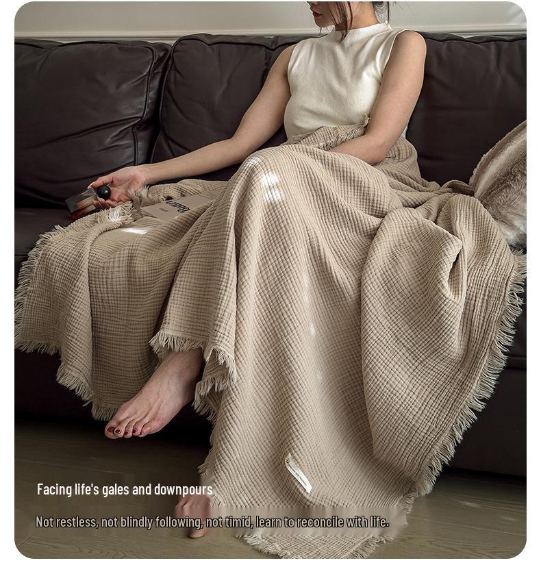 2025 A-Class All-Cotton Summer Quilt: Solid Color Gauze Blanket for Air Conditioning & Travel
