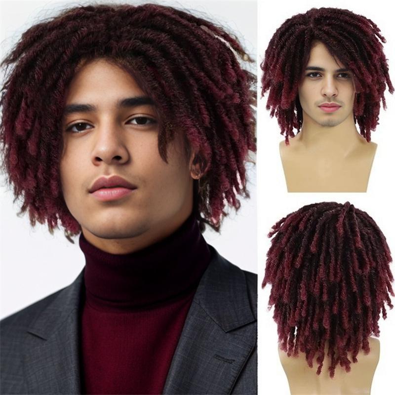 Synthetic Short Afro Twist Hair Braided Half Wig for Black Men Clip In Toupee Hairpieces Dreadlocks Male Wig Rock Party