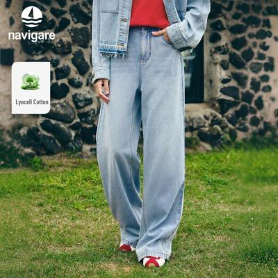 High-Waist-Jeans mit weitem Bein für Damen