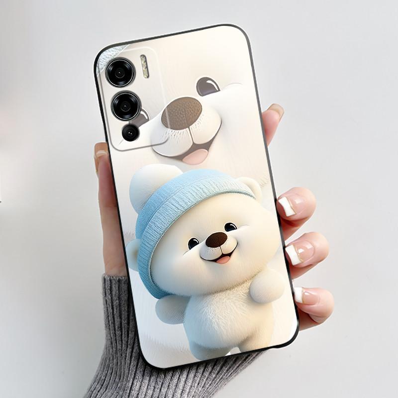 Case For Doogee N60 Pro Phone Case Luxury Cute Love Heart Rabbit Cartoon Funny Cover Black TPU Soft Silicone Protective Casing