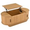 Height-Adjustable Coffee Table 110×50×42cm, up to 55.5 cm, Wood Color, Oval Sofa Table with Roller Shutters, Hydraulic Lifting Mechanism