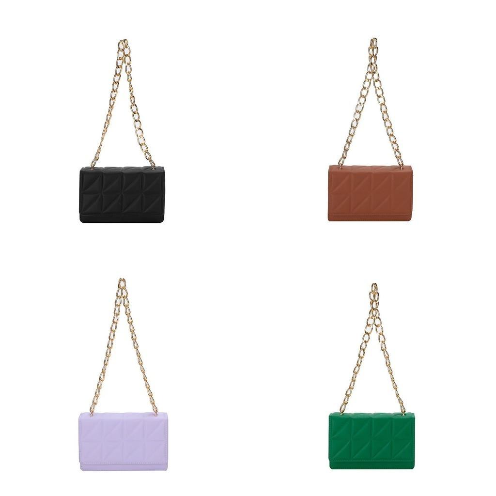 Stylish Women's Pu Quilted Chain Shoulder Bag In Chic Candy Colors Compact Urban Design