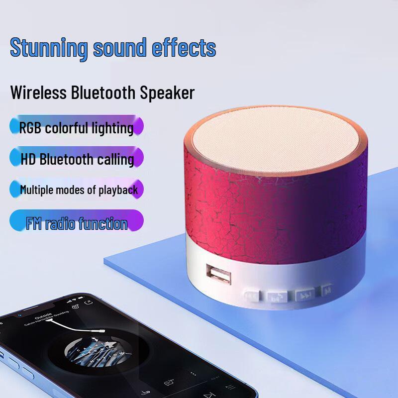 Colorful Cracked Wireless Bluetooth Speaker with Subwoofer and Long Battery Life