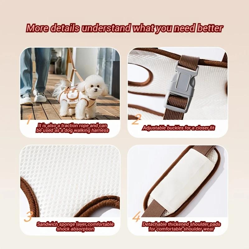 Breathable Small Dog Carrier Sling Multi‑Mode Crossbody Hand‑carry Pet Travel Backpack Adjustable Dog Harness Bag for Outdoor