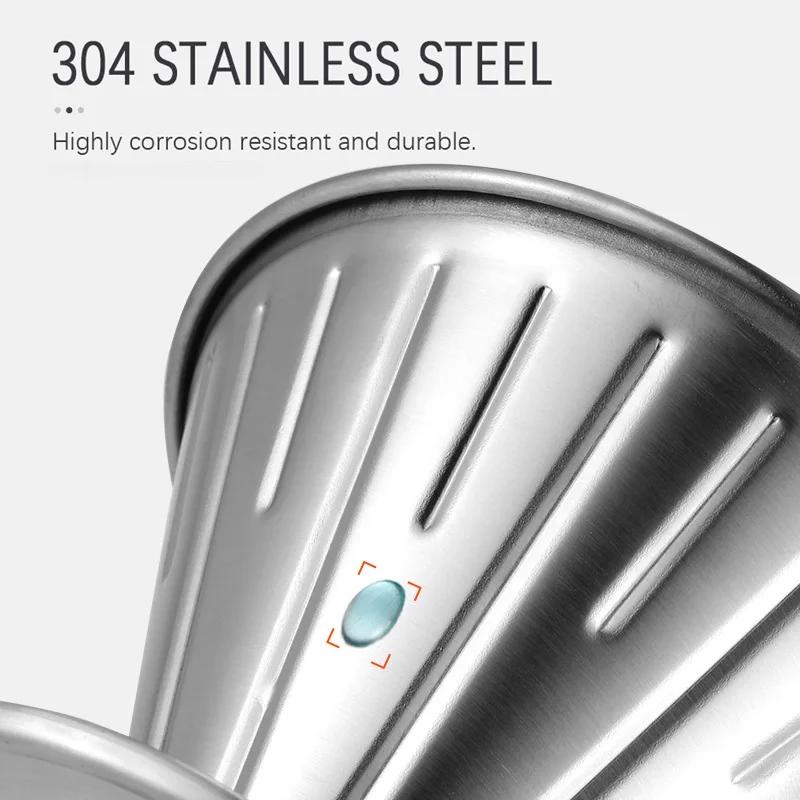 Kaffee-Dripper aus Edelstahl Tropfkaffee-Filtertasse Barista Pour Over Kaffeezubereitungstasse Handgebrühter Kaffeefilter V01 V02