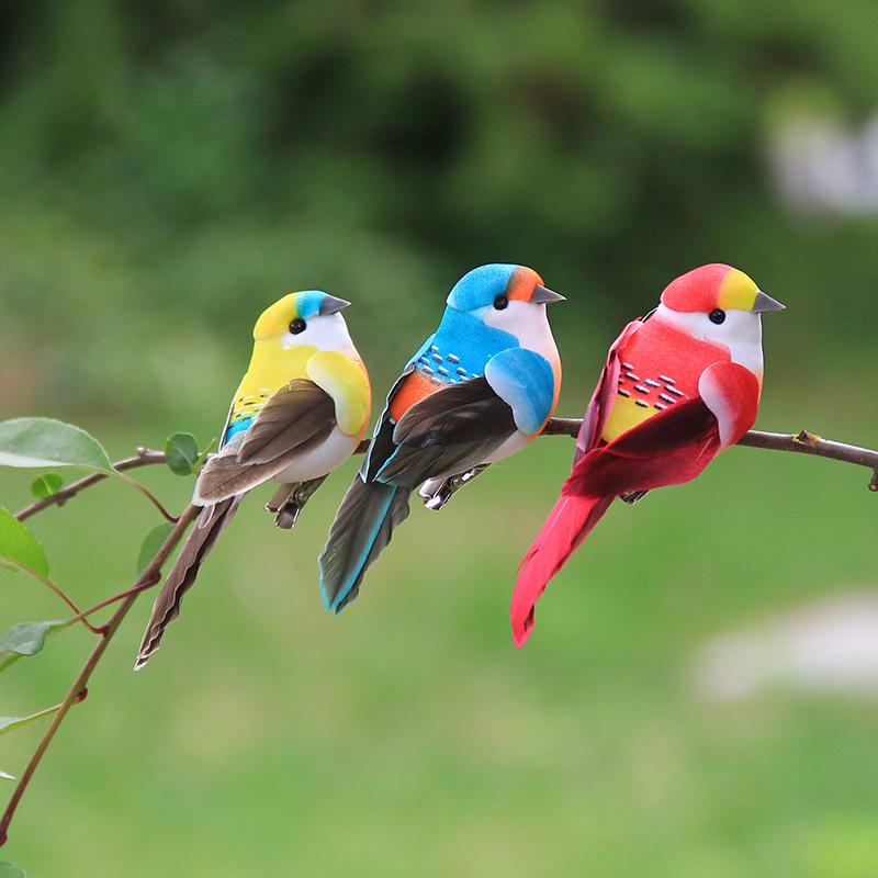 1Pcs Cute Artificial Fake Foam Bird, Simulation Feather Tit Animal Model DIY Craft Home Garden Ornament Decoration