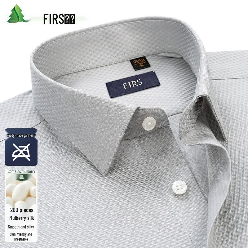 FIRS Men s 200 Count Silk Blend Wrinkle-Free Short-Sleeve Shirt 39