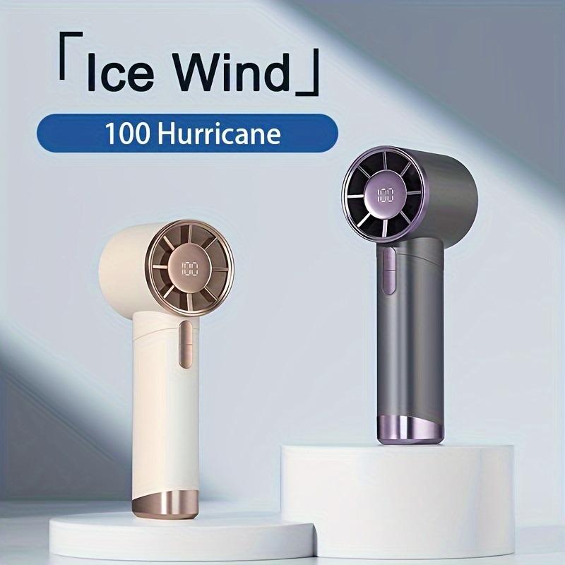 1pc Turbo Handheld Fan with LED Display, 100 Speed Adjustable Portable Mini Fan USB Rechargeable 1200mAh, Max Wind Speed 9m/s,
