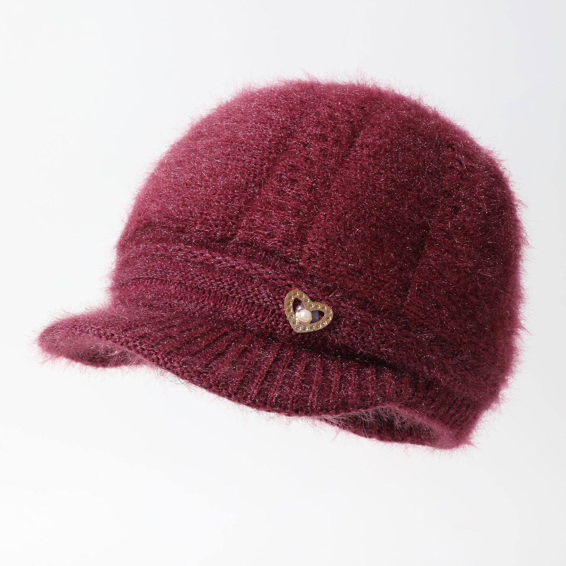 

Warm Furry Hat for Middle aged and Elderly Mothers Autumn and Winter Women s Versatile Fashion Old Lady Windproof Diamond Encrusted Hat One Size