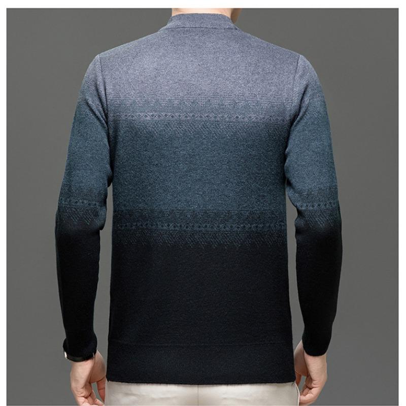 Men Round Neck Long Sleeve Mid Thickness Casual Knitted Sweater Pullover For Middle Aged Dad