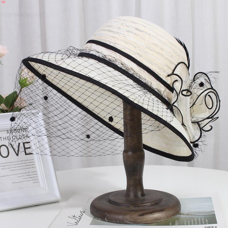Hat Women's Summer Sun Hat Retro Lace Flower Pot Hat Mesh Sunshade Hat Fisherman's Hat